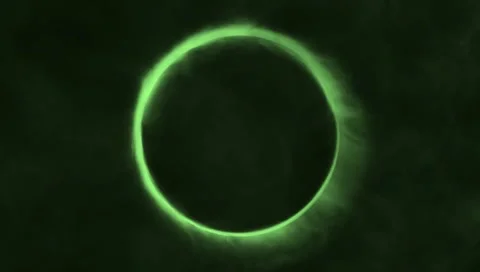 Luminous green glowing ring resembling a solar eclipse or energy circle Stock Footage 310253984