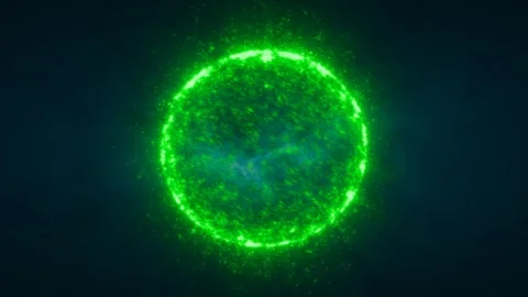 Luminous green sphere with intricate texture, resembling a pulsating energy.. Stock Footage 295030735