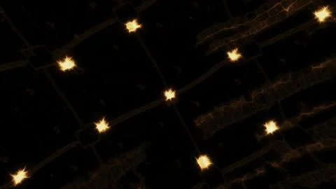 Luminous grid with dots and lines of energy. Motion. Abstract radiation bands in 스톡 일러스트
