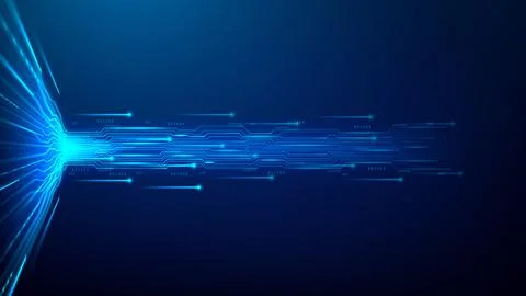 Luminous horizontal torrent of cyber data Stock Illustration