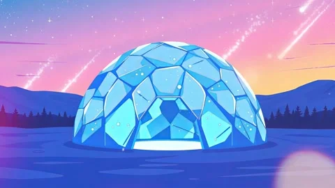Luminous Ice Dome Sunset Stock Footage 317966979