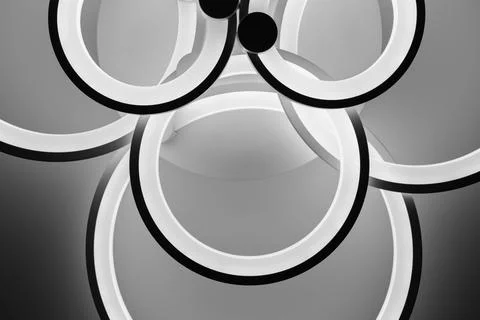 Luminous LED lamp on the ceiling. Bottom view. Stock Photos