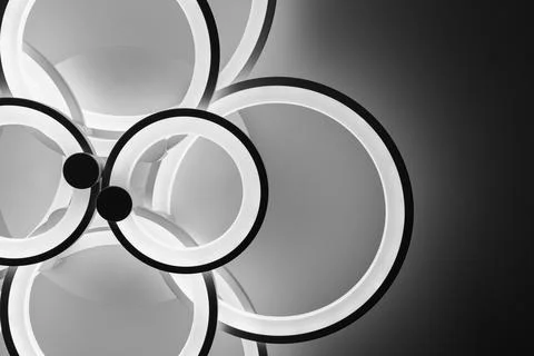 Luminous LED lamp on the ceiling. Bottom view. Stock Photos