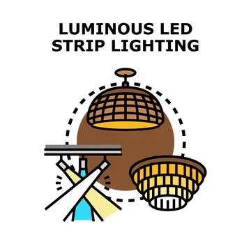 Luminous led strip lighting concepts and fixtures Stock Illustration