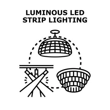 Luminous led strip lighting concepts and fixtures Stock Illustration