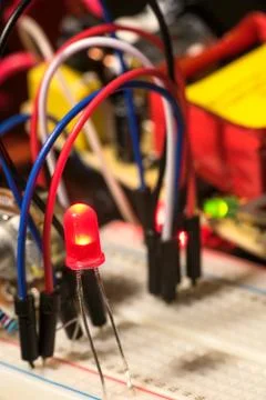 Luminous LEDs and electronic components Stock Photos
