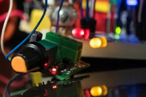 Luminous LEDs and electronic components Stock Photos