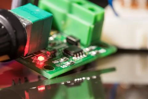Luminous LEDs and electronic components Stock Photos