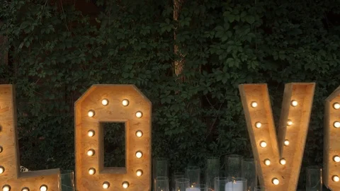 Luminous letters love Stock Footage 99749889