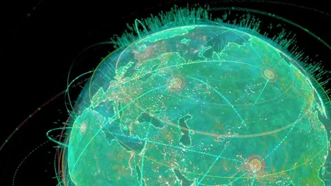 The luminous lines connecting points on Earth surface Video stock 261851707