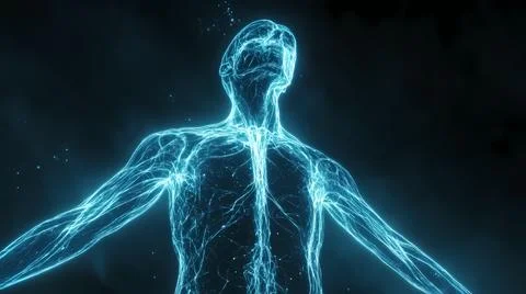 Luminous Lymphatic System Visualization Stock Illustration