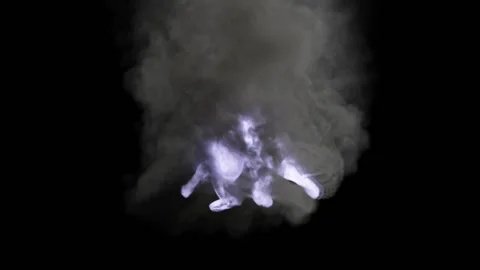 A luminous man is dancing breakdance and emitting smoke. Stock Footage 170008284