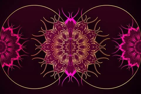 Luminous Mandala Artwork With Deep Purple Tone And Elegant Reflection Effect Stock-Illustration