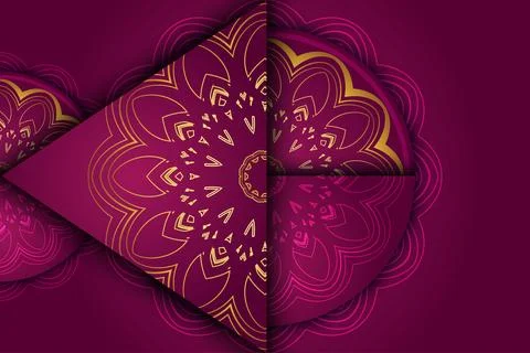 Luminous Mandala Artwork With Deep Purple Tone And Elegant Reflection Effect Stock Illustration