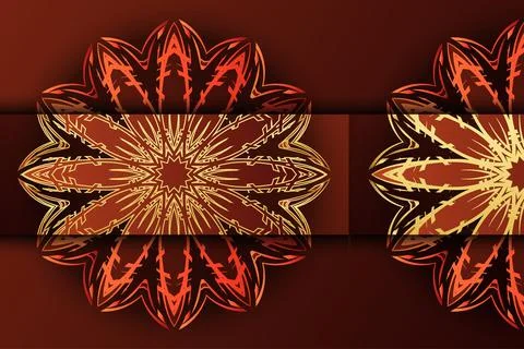 Luminous Mandala Artwork With Deep red Tone And Elegant Reflection Effect Stock Illustration