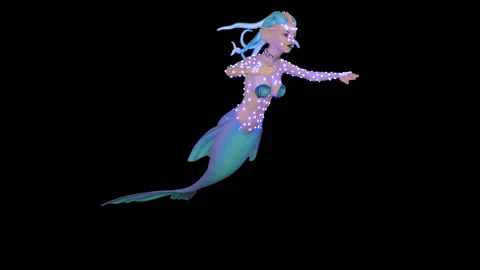luminous mermaid swims, loop, animation,... | Stock Video | Pond5