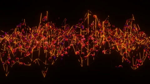 Luminous mesh with three-dimensional spheres. 3d loop background. 3d render Stock-Footage 152912249
