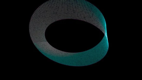 Luminous Mobius Strip Infinity Loop with rotating neon mathematical bou 4K Alpha 스톡 동영상 345874139