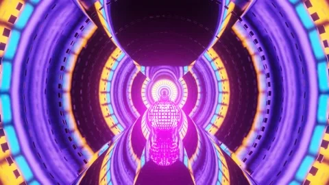 Luminous multicolored rolling tunnel 4k uhd 3d rendering vj loop Stock Footage 160526169