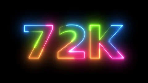 Luminous Neon Light 72K Text Effect Exhibiting Multi-Color Brilliance on a .. Stock Illustration