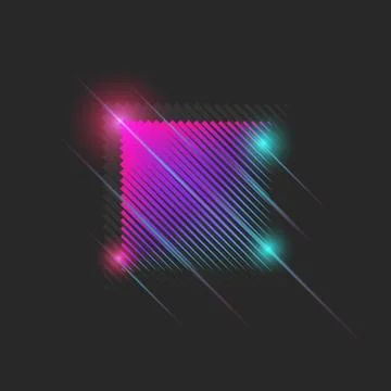 Luminous neon moving square 80s dance night club style with vibrant gradient  Stock Illustration
