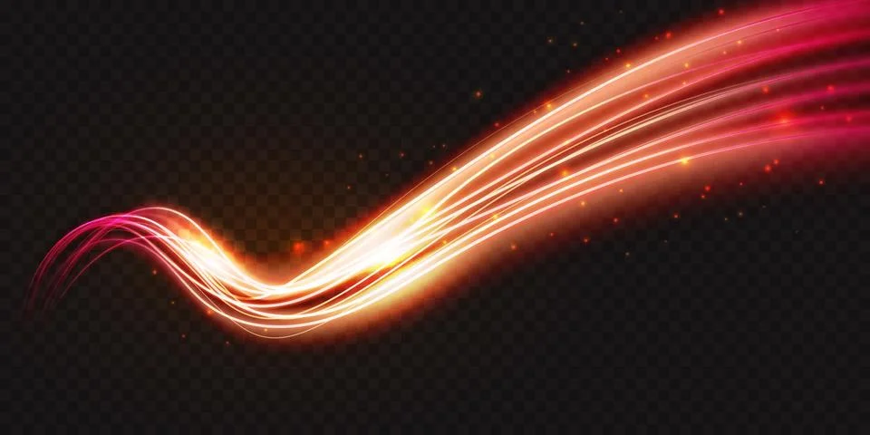 Luminous neon shape wave, abstract light effect vector illustration. Wavy Illustrazione stock