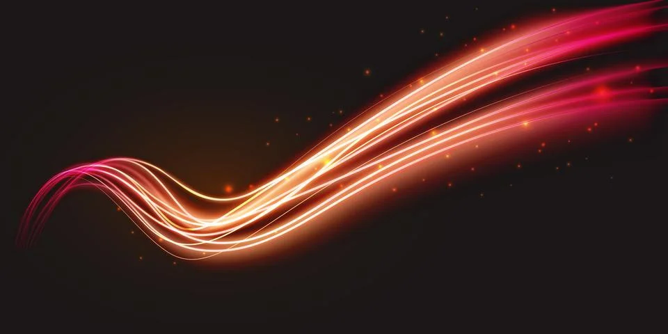 Luminous neon shape wave, abstract light effect vector illustration. Wavy Stock Illustration
