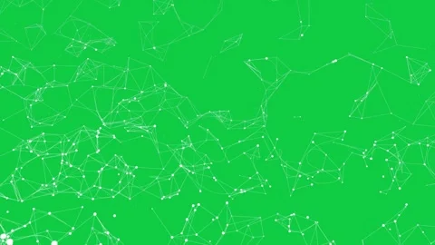Luminous nodes emerging lower-left forming drifting meshes to show network flow Stock Footage 337142611