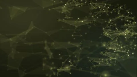 Luminous olive particles and connected facets form a mysterious digital mes.. Stock Illustration