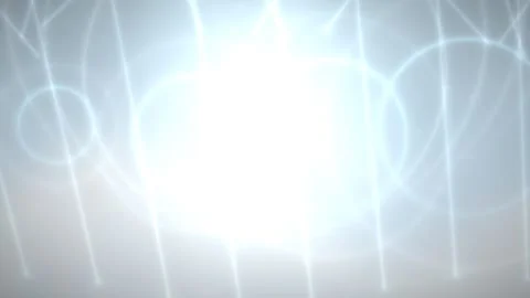Luminous orb radiates light through translucent circles and intersecting lines Video stock 330922279