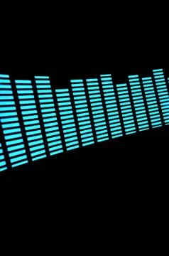 Luminous panel of pixels, with neon blue with green color and an equalizer 스톡 사진