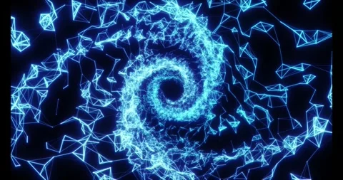 Luminous particles and thin lines twist into an endless spiral Stock Footage 333117570