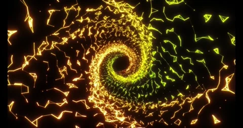 Luminous particles and thin lines twist into an endless spiral Video stock 333117745