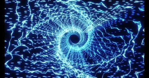 Luminous particles and thin lines twist into an endless spiral Stock Footage 333117976