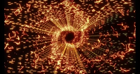 Luminous particles and thin lines twist into an endless spiral Video stock 333118038