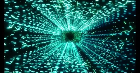 Luminous particles and thin lines twist into an endless spiral Stock Footage 333118128