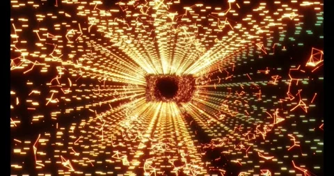 Luminous particles and thin lines twist into an endless spiral Stock Footage 333118156