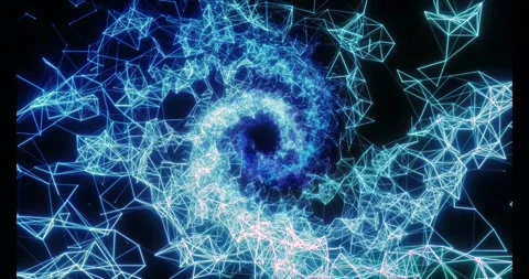 Luminous particles and thin lines twist into an endless spiral Stock Footage 333118210
