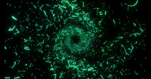 Luminous particles and thin lines twist into an endless spiral Vídeo Stock 333118262