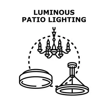 Luminous patio lighting concept with various fixtures Stock Illustration
