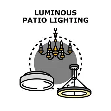 Luminous patio lighting concept with various fixtures Stock Illustration