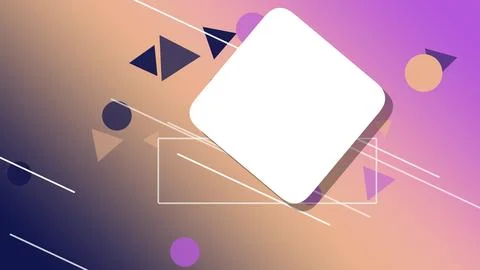 A luminous peach and purple gradient highlights a tilted white rounded form.. Stock Illustration