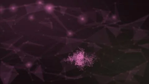 A luminous pink cluster of fine connected shapes hovers within a dark atmos.. Illustrazione stock