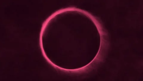 Luminous pink glowing ring resembling a solar eclipse or energy circle Stock Footage 310254613
