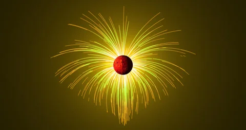 The luminous planet rotates in outer space, and the magnetic field lines div 库存影片 329448587