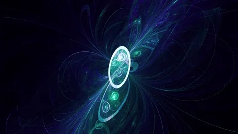 Luminous Quantum Ring Spinning with Cyan and Violet Magnetic Field Lines Stock Footage 346131910