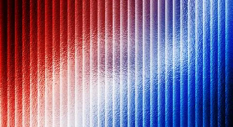 Luminous Red-Blue Gradient on Textured Vertical Fluted Glass Abstract Backg.. Stock Illustration