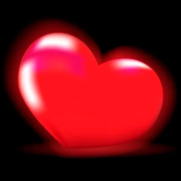 Luminous red heart on a black background Ilustración de archivo