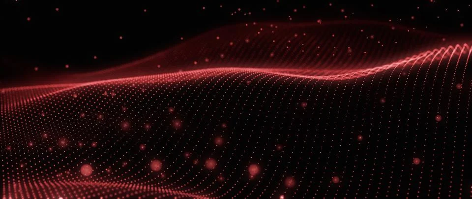 Luminous Red Plexus Network: Glowing Interconnected Particles and Lines in .. Stock Illustration