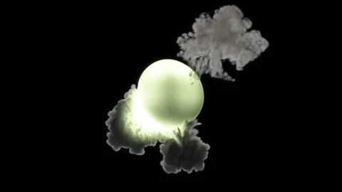 The luminous sphere changes color and emits smoke in different directions on a Stock Footage 177214985